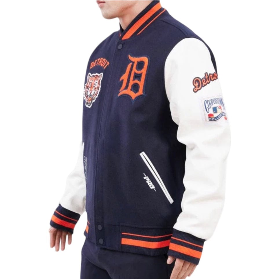 Pro Standard Detroit Tigers Retro Classic Rib Wool Varsity Jacket (Navy/Orange)