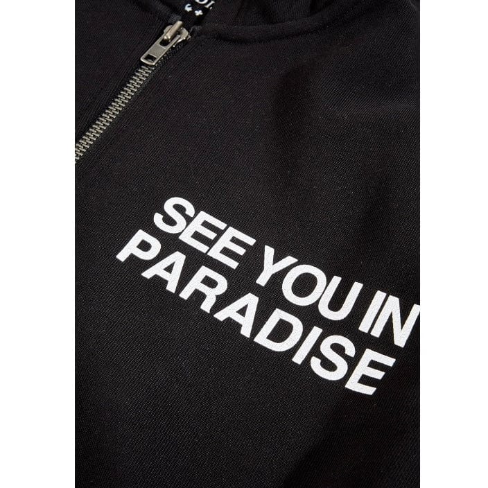 See You In Paradise Washed Zip Up Hoodie (Jet Black) 8897H