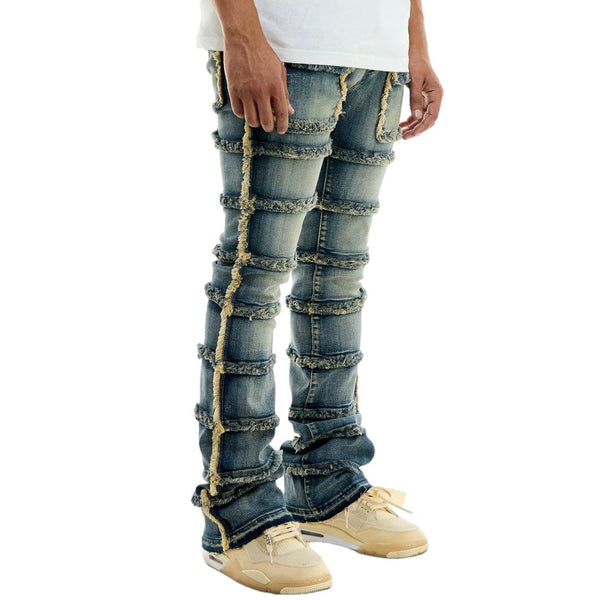 Kdnk Panelled Skinny Flare Jeans (Blue) KND4581