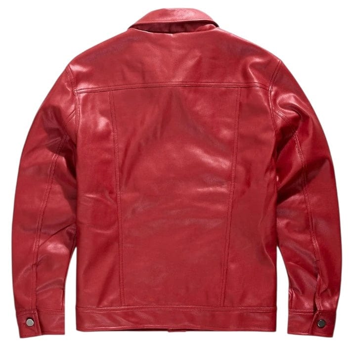 Jordan Craig Thriller Button Up Leather Jacket (Red) JJ2250