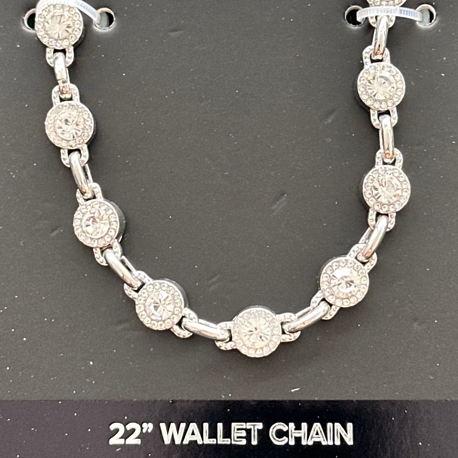 Jewelry Essentials Iced Round Pant Chain (Silver) BKC-274S