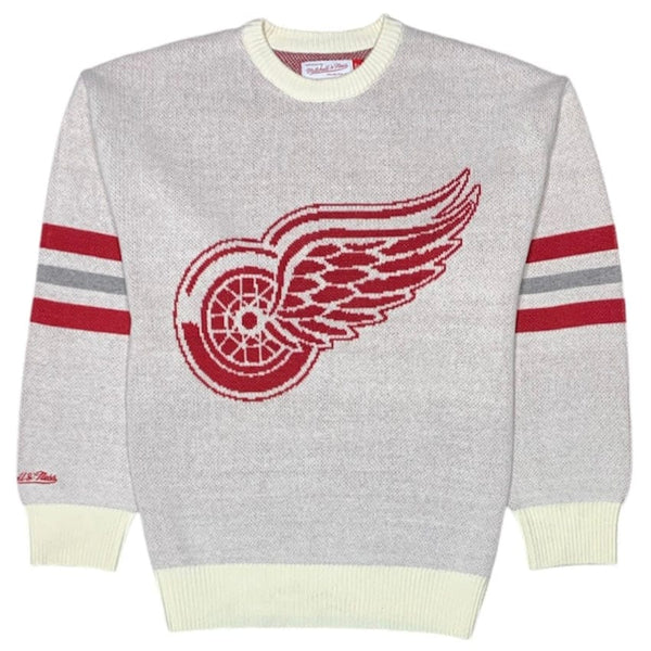 Mitchell & Ness Detroit Red Wings Retro Helmet Current Logo Sweater (Cream)