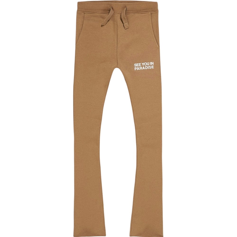 Kids See You In Paradise Tonal Stacked Sweatpants (Mocha) 8899LK