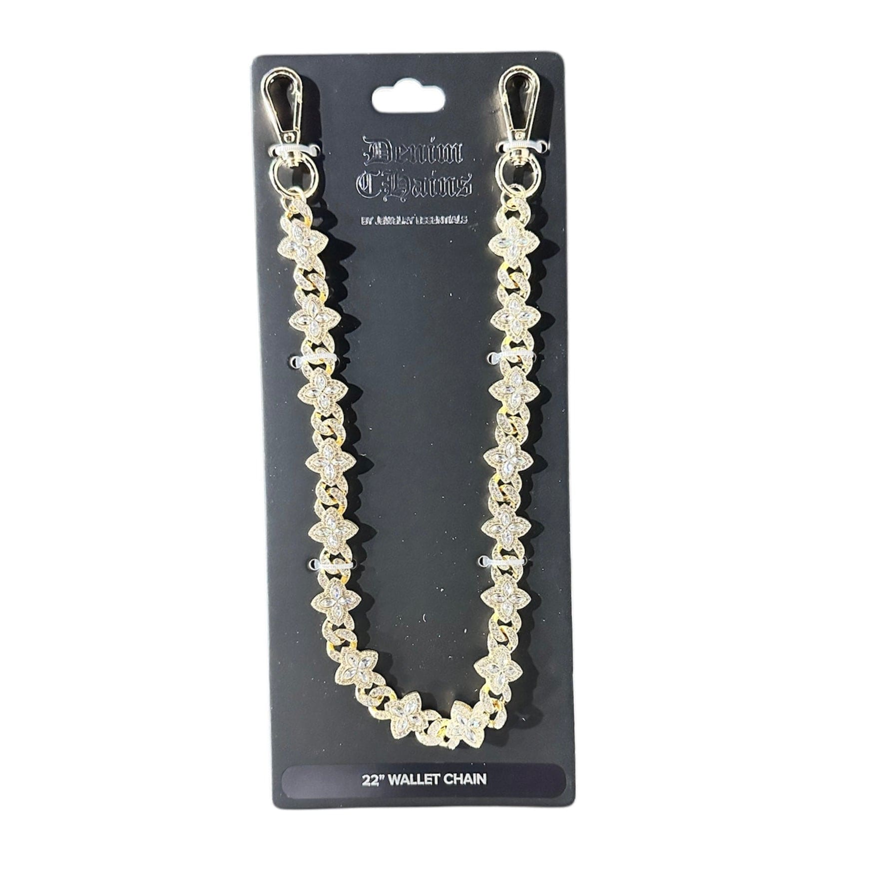 Jewelry Essentials Iced Clover Cuban Pant Chain 22" (Gold) BKC-141G