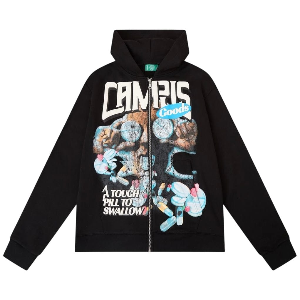 Campus Goods Bitter Dose Zip Up Hoodie (Black) CG-H25-005