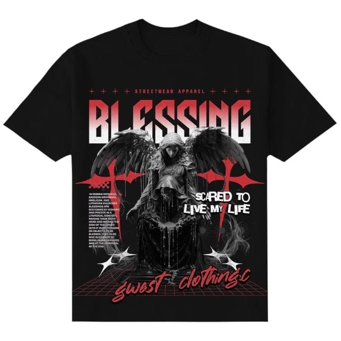 G West Rhinestone Blessing Tee (Black/Red/White) GWRHJMT9287