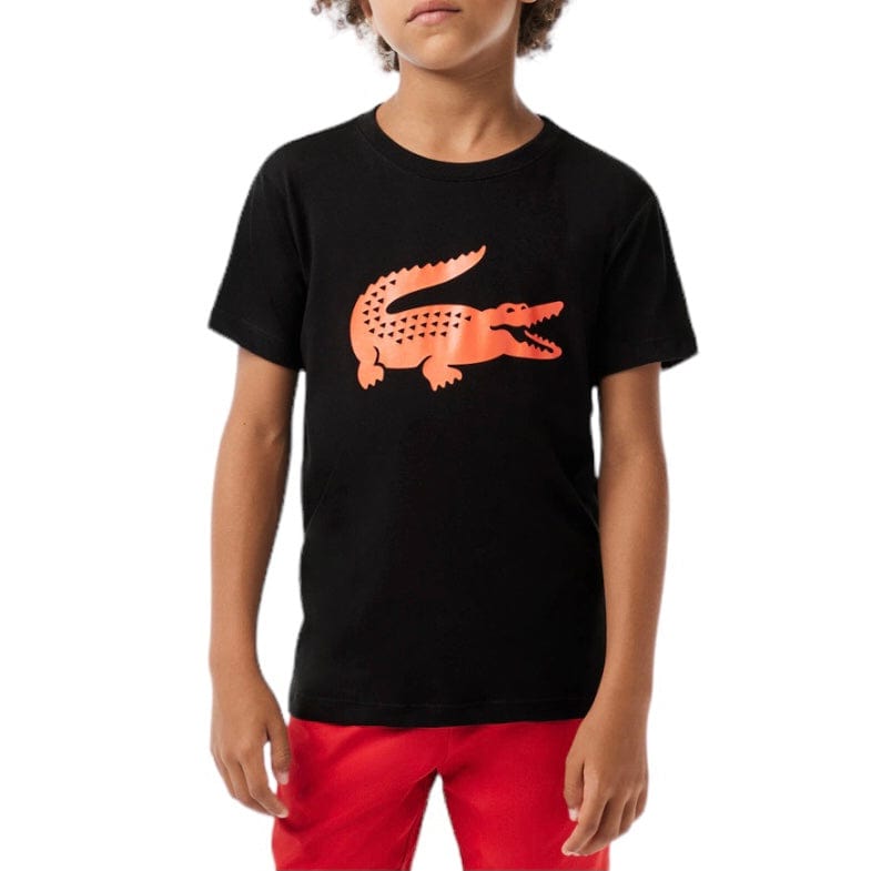 Kids Lacoste Sport Oversized Croc T Shirt (Black/Orange) TJ2910-51