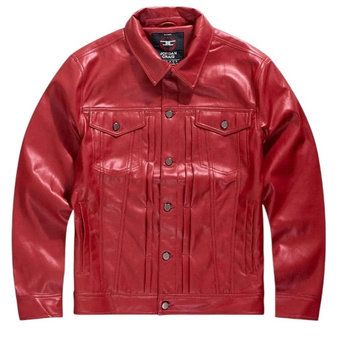 Jordan Craig Thriller Button Up Leather Jacket (Red) JJ2250