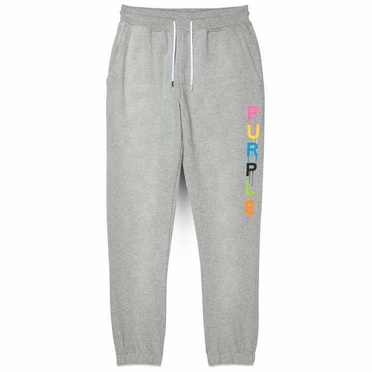 Purple Brand Wordmark Drip Sweatpants (Heather Grey) P450-FHGW124