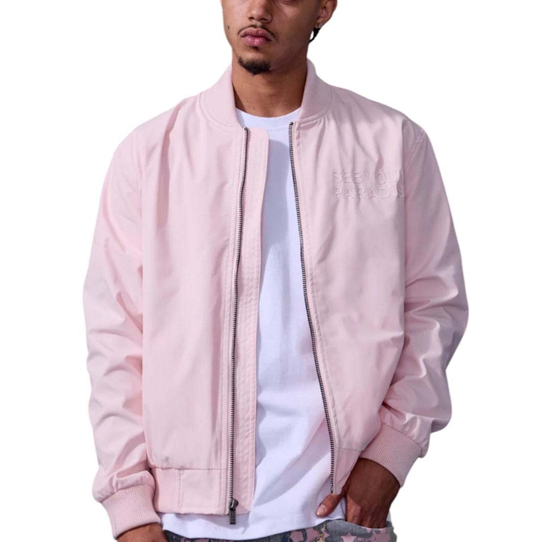 See You In Paradise Cruel Intentions Bomber Jacket (Light Pink) 91771
