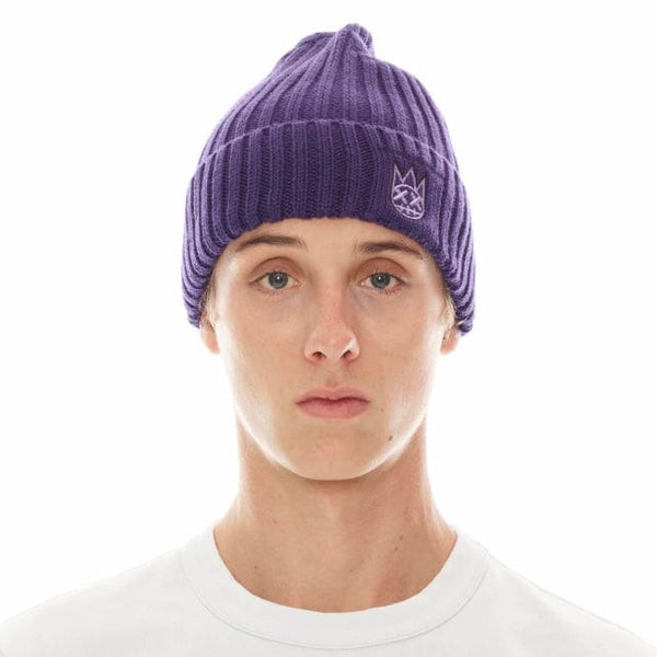 Cult Of Individuality Clean 2 Tone Shimuchan Logo Knit Beanie Hat (Iris)