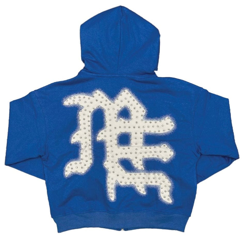 Mixed Emotion Blue End Rhinestone Hoodie (Blue)