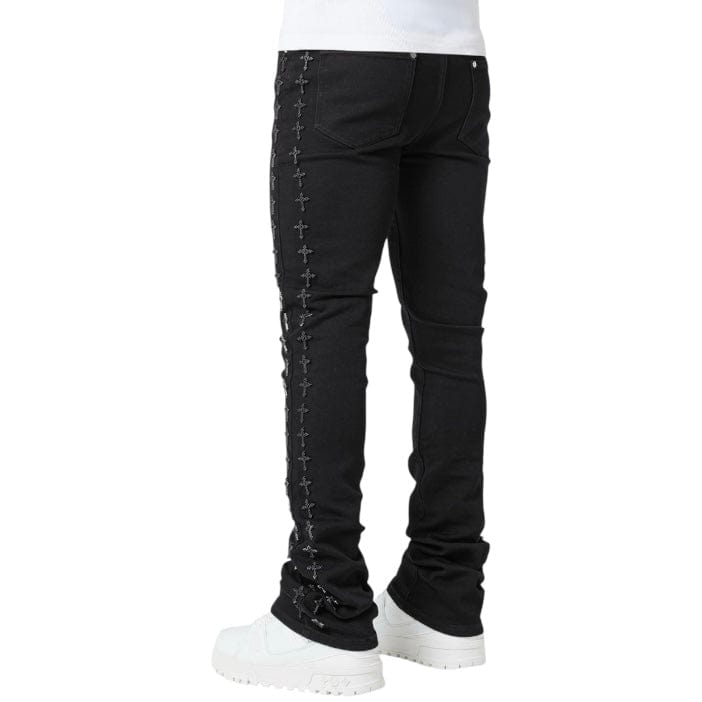 Guapi Crosses Embellished Denim (All Black)
