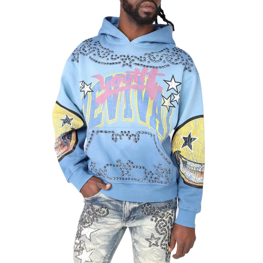 Smoke Rise Oversized Maximalist Fleece Hoodie (Dusk Blue) FO25158