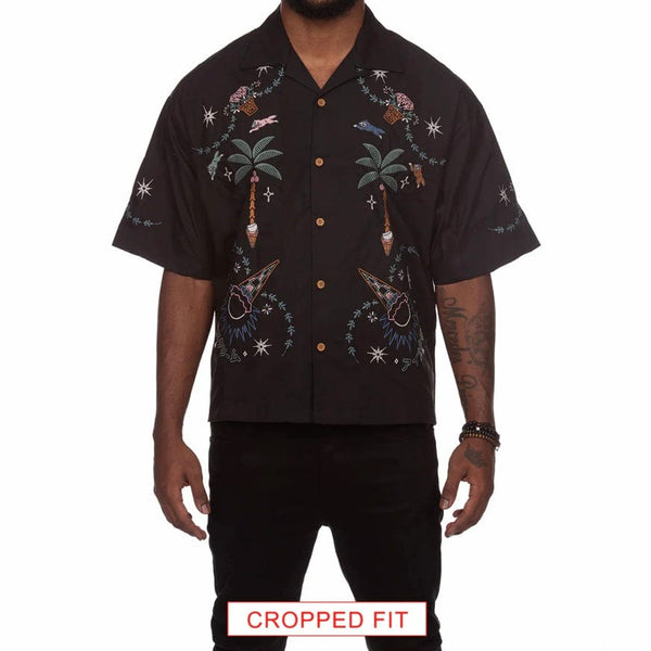 Ice Cream Cropped Fit The Palms SS Woven Shirt (Black) 441-3600