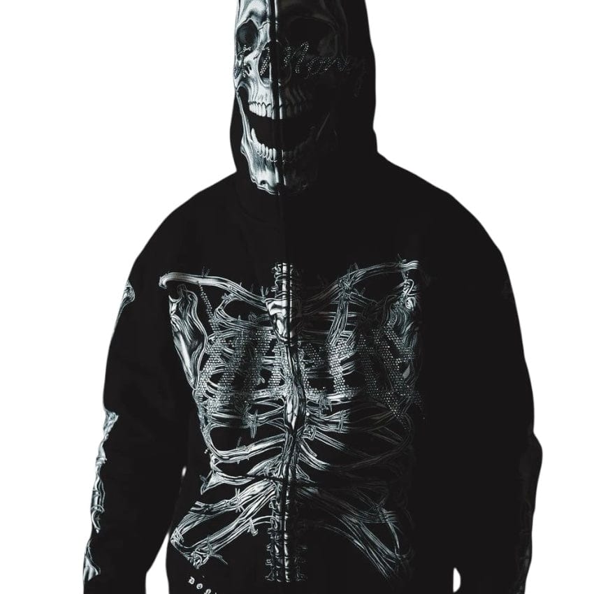 Hasta Muerte T2 Skull Zip Hoodie (Black)