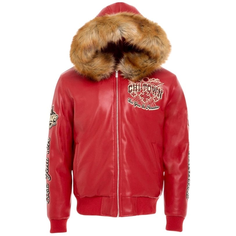 See You In Paradise Windy City Hooded Bomber Jacket (Red) 91748