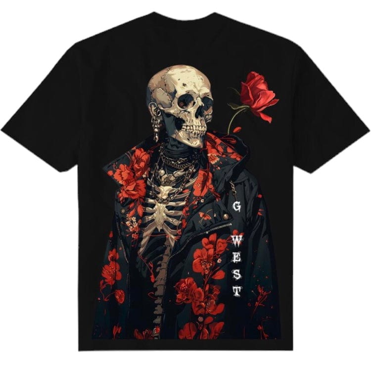 G West Skull & Rose Tee (Black/Red) GWPPT9049