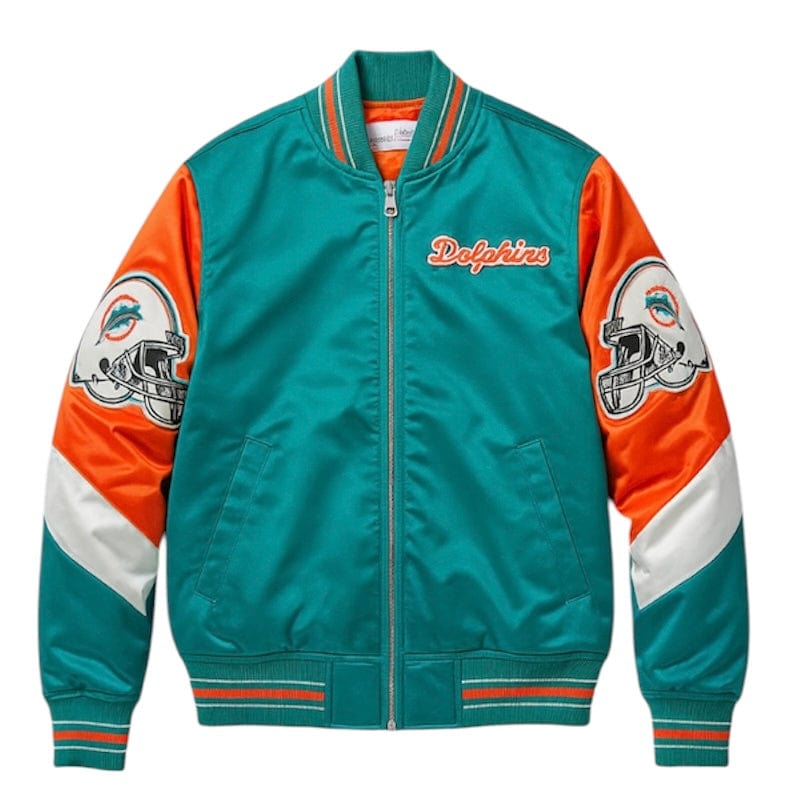 Mitchell & Ness Nfl Miami Dolphins Throw It Back Heavyweight Jacket (Aqua)