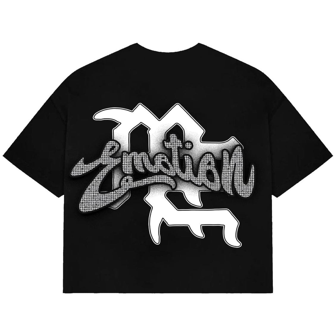 Mixed Emotion Cupid Rhinestone Cropped Tee (Black)