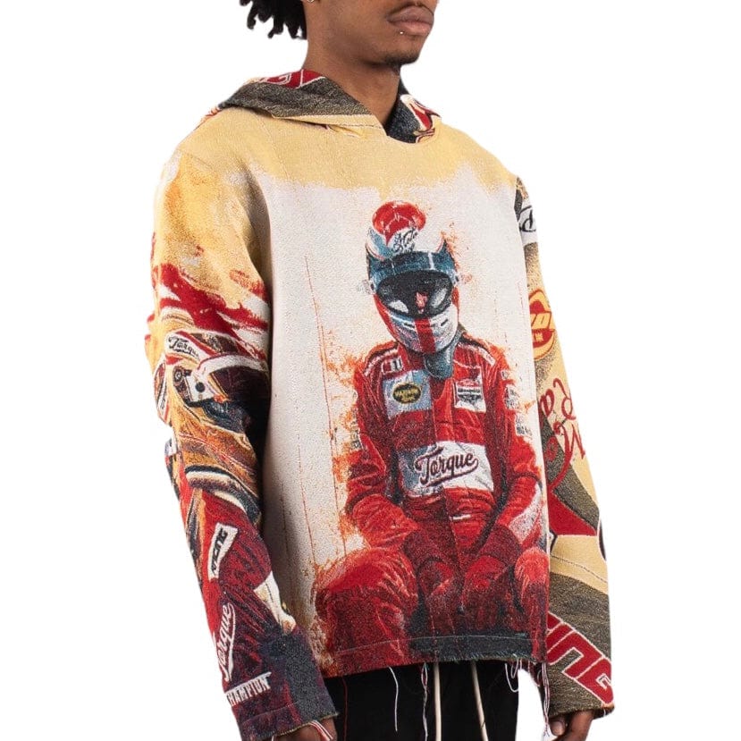 Majestik F1 Racer Tapestry Jacquard Long Sleeve Hoodie (Beige) TH2424