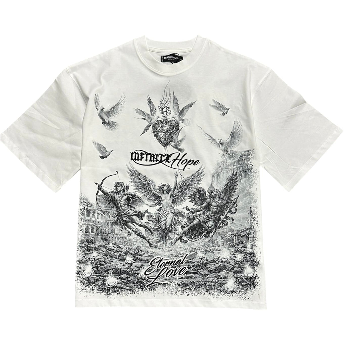 Roku Studio Blind Faith Boxy Rhinestone Tee (White) RK1482119-WHT