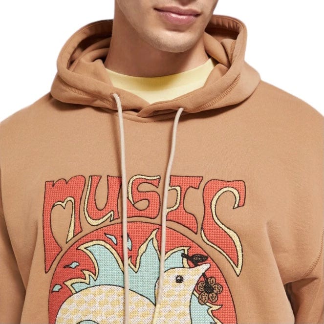 Scotch & Soda Relaxed Fit Artwork Hoodie (Camel) 174509