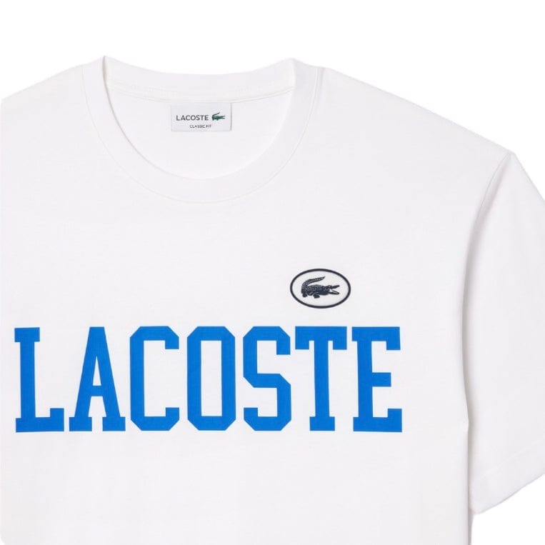 Lacoste Cotton Contrast Print & Badge Tee (White) TH7411-51