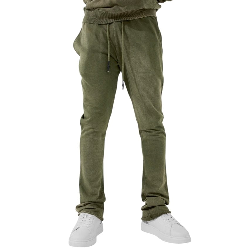 See You In Paradise Oasis Washed Stacked Sweatpants (Olive) 8864L
