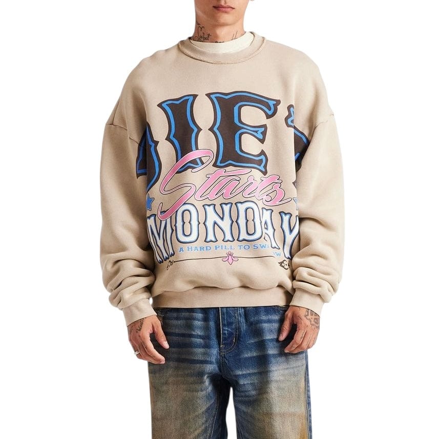 Diet Starts Monday Jumbo Crewneck Sweatshirt (Taupe)