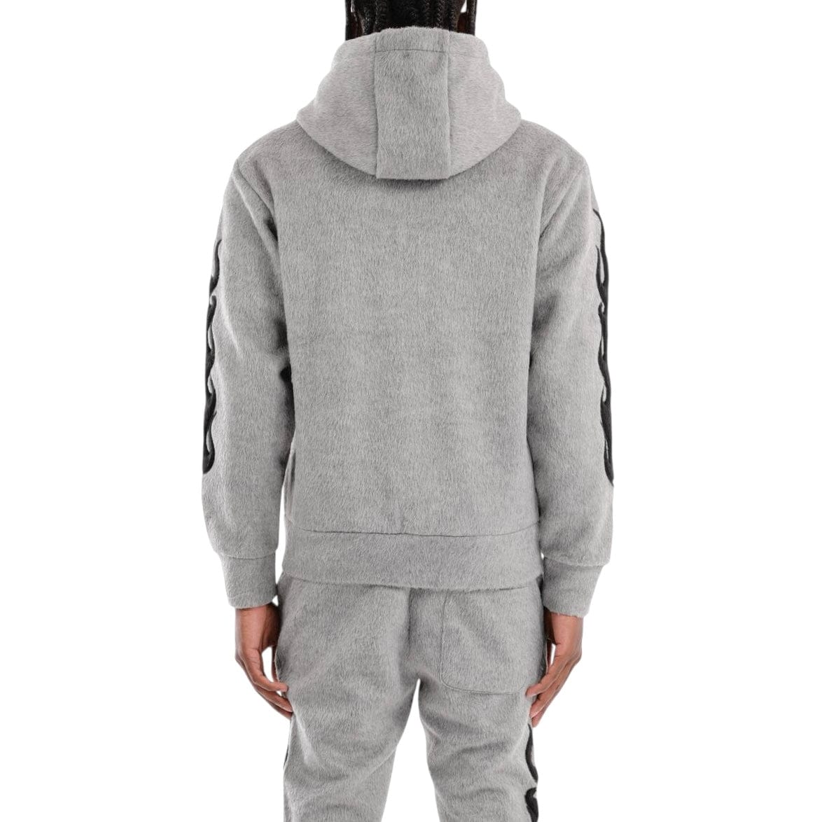 Copper Rivet Pearled Mohair Full Zip Hoodie & Pants Set (Gray)