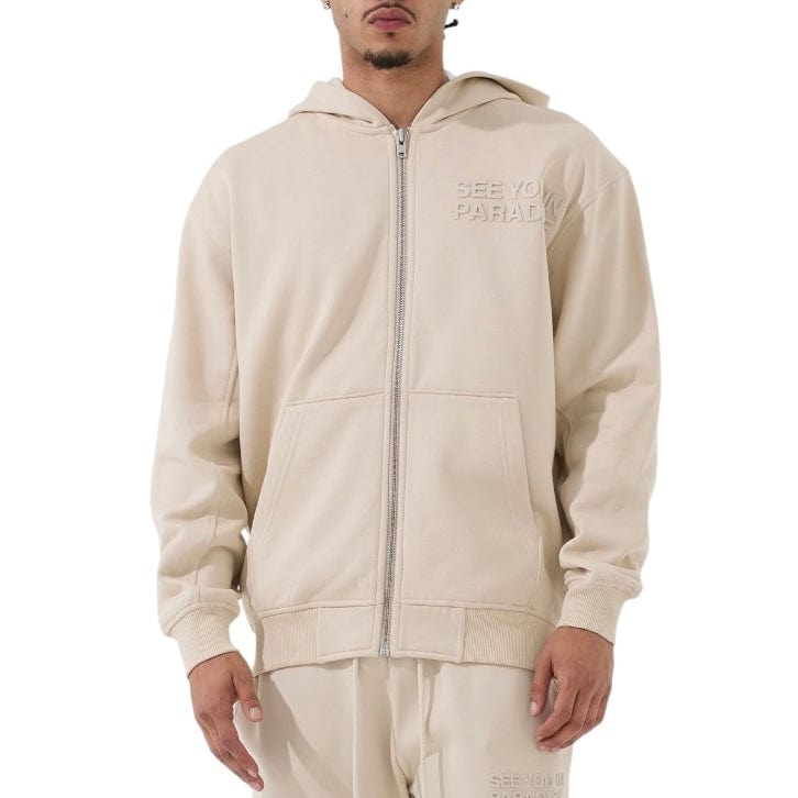 See You In Paradise Tonal Zip Up Hoodie (Taupe Cream) 8863H
