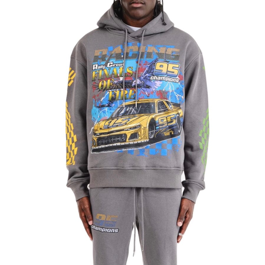 Copper Rivet Racing Cropped Hoodie (Grey) 431083-GY