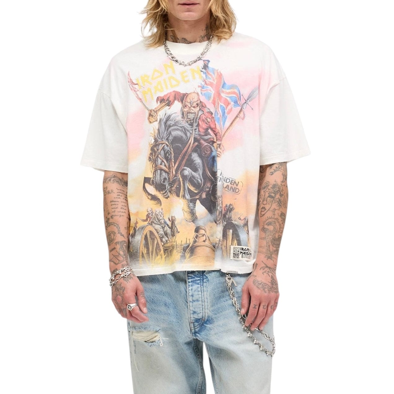 Represent X Iron Maiden Steed T Shirt (Flat White)
