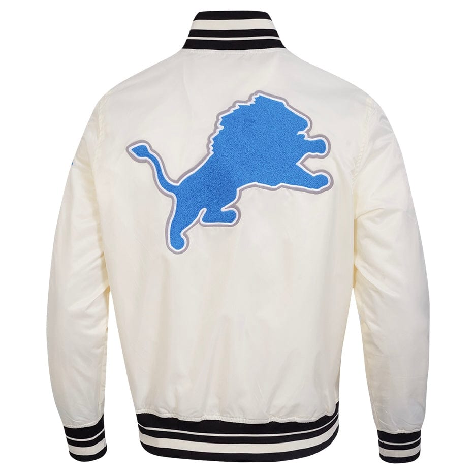 Pro Standard Detroit Lions Men's Retro Classics Satin Jacket (Eggshell/Black)