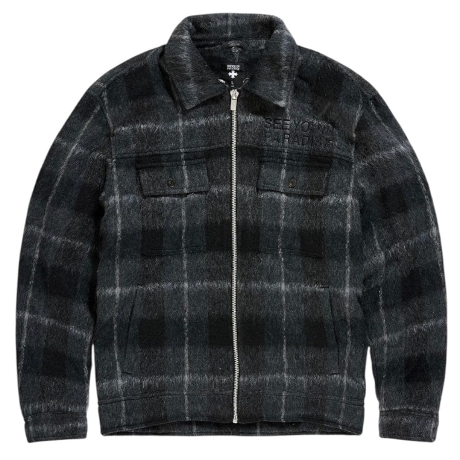 See You In Paradise Hooded Flannel Shacket (Black Shadow) 2568
