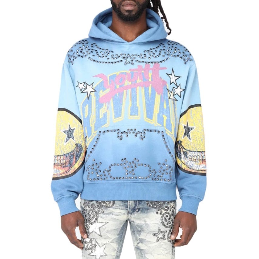 Smoke Rise Oversized Maximalist Fleece Hoodie (Dusk Blue) FO25158