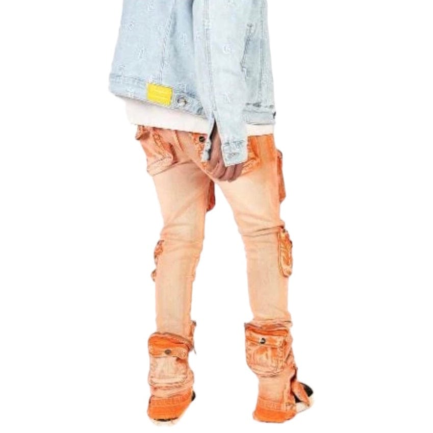 Pheelings "Journey To Greatness" Cargo Flare Stack Denim (Orange/Sand)