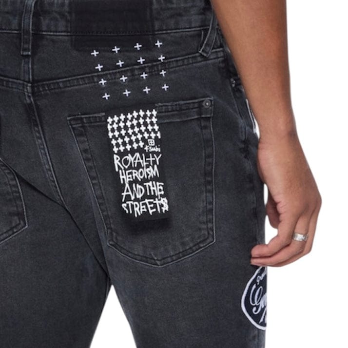 Ksubi ブラックデニムパンツ 28インチ ゆな Ksubi Van Winkle Roadhouse Denim Jean (Black Patched) MPF25DJ009
