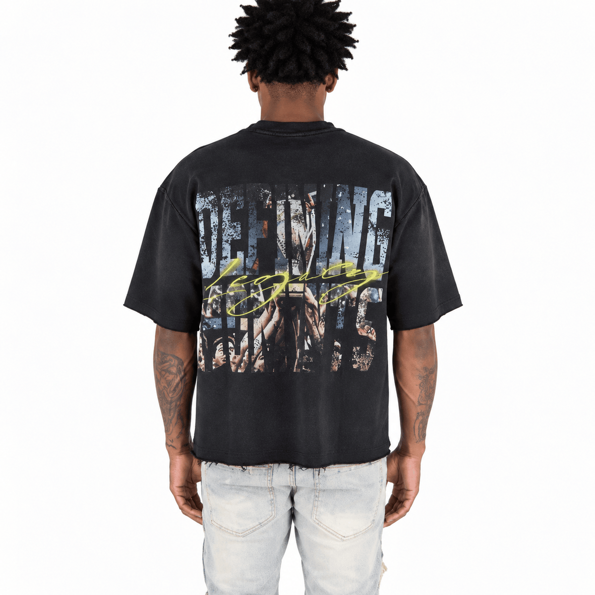 R3bel Denim Icon French Terry Rhinestone Tee (Black)