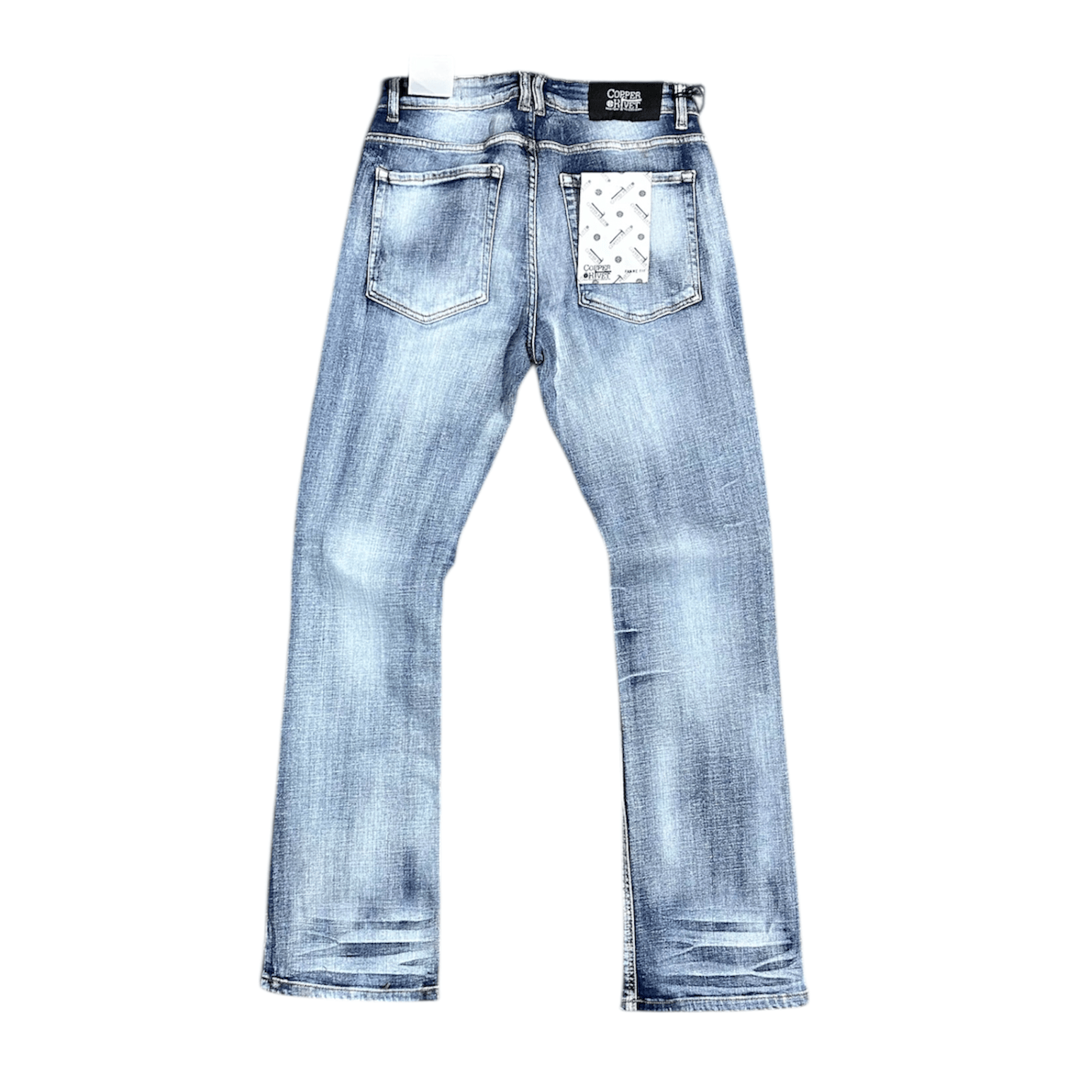 Copper Rivet Flare Fit Denim Jean (Dark Sand Blue) 533018-DSB