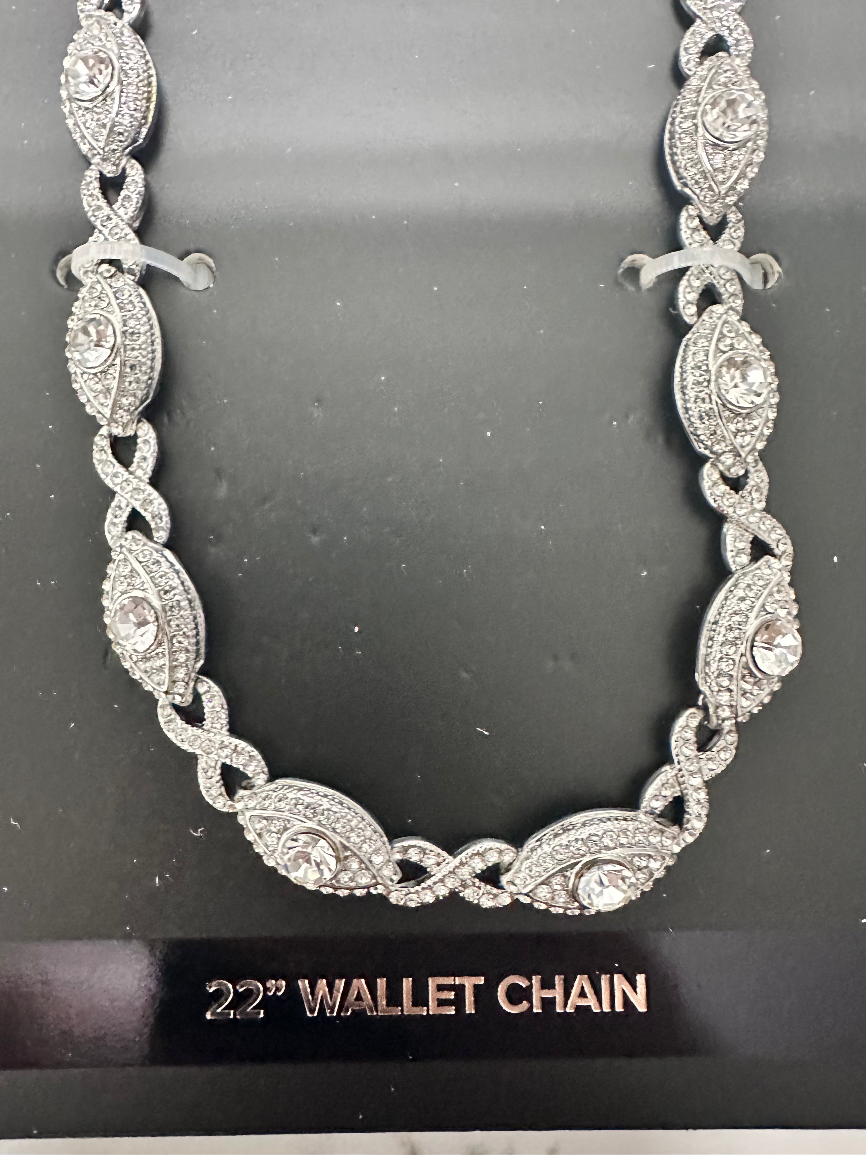 Jewelry Essentials Iced Evil Eye Infinity Link Pant Chain (Silver) BKC-276S