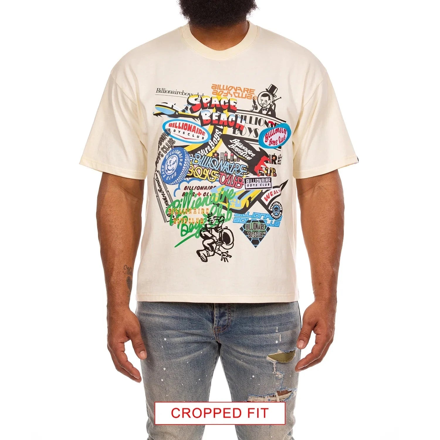 BB Billionaire Boys Club SS Knit Cropped Fit Tee (Winter White) 851-6305