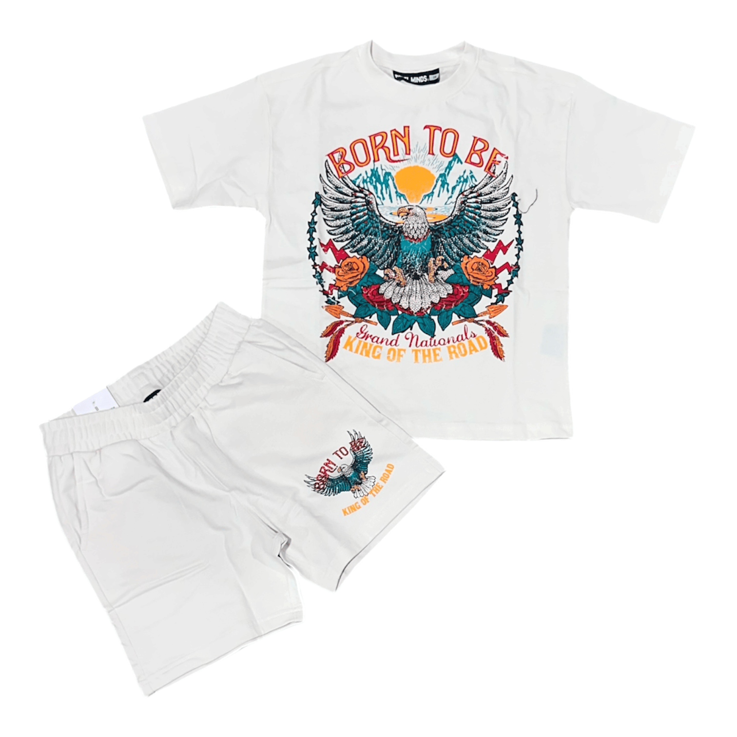 Boys Rebel Minds Born To Be Short Set (Cream) 612-11831