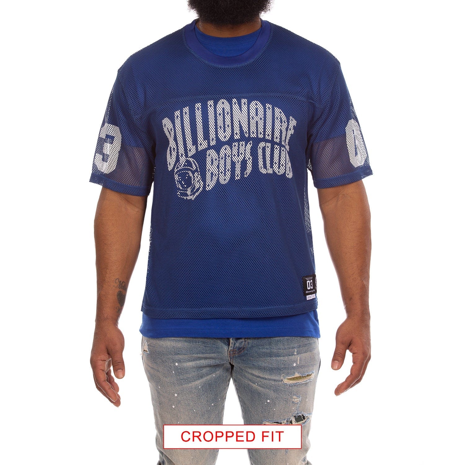 Billionaire Boys Club BB Varsity SS Knit Cropped Fit Tee (Navy Peony) 851-6314