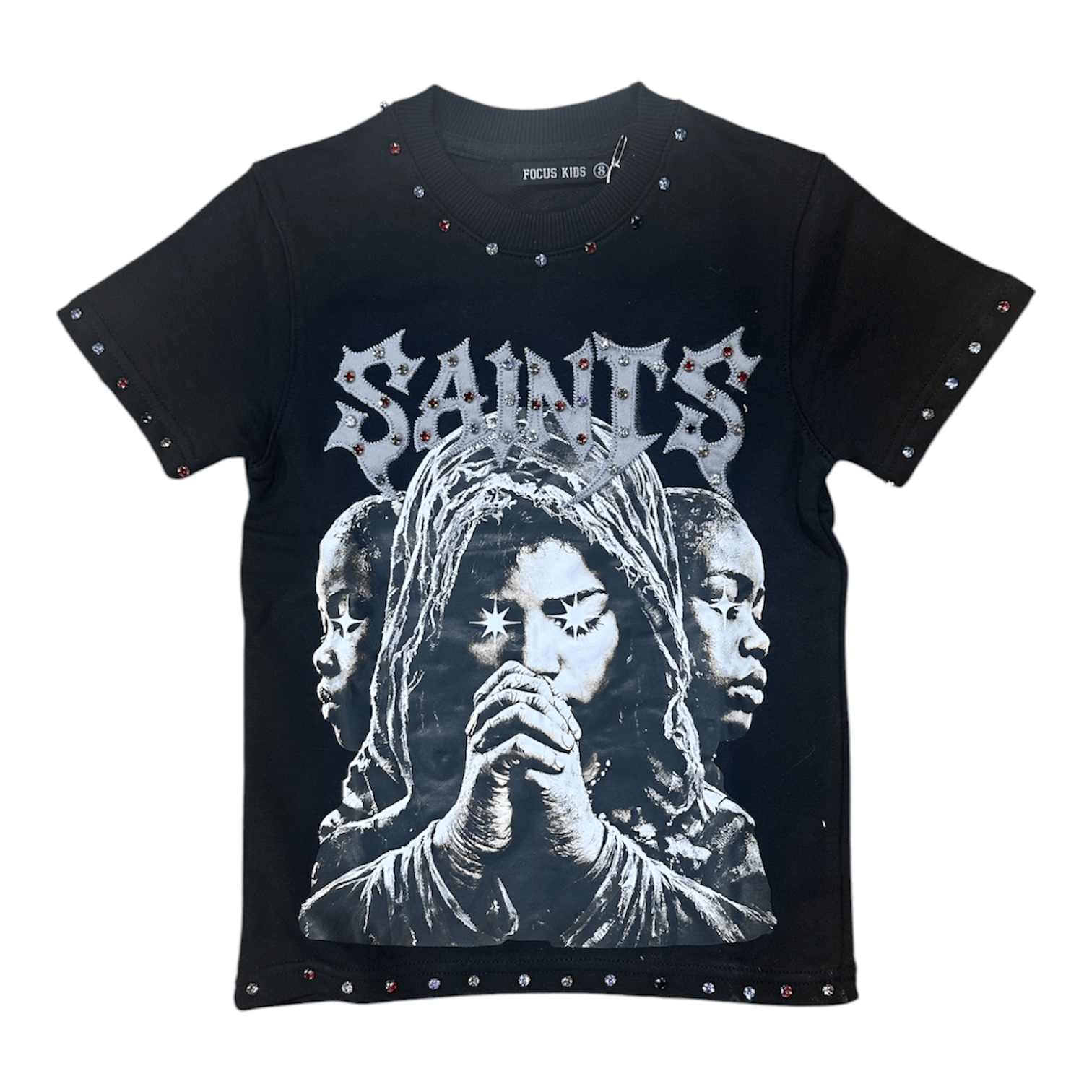 Boys Focus Saints Multi Stone Tee (Black)