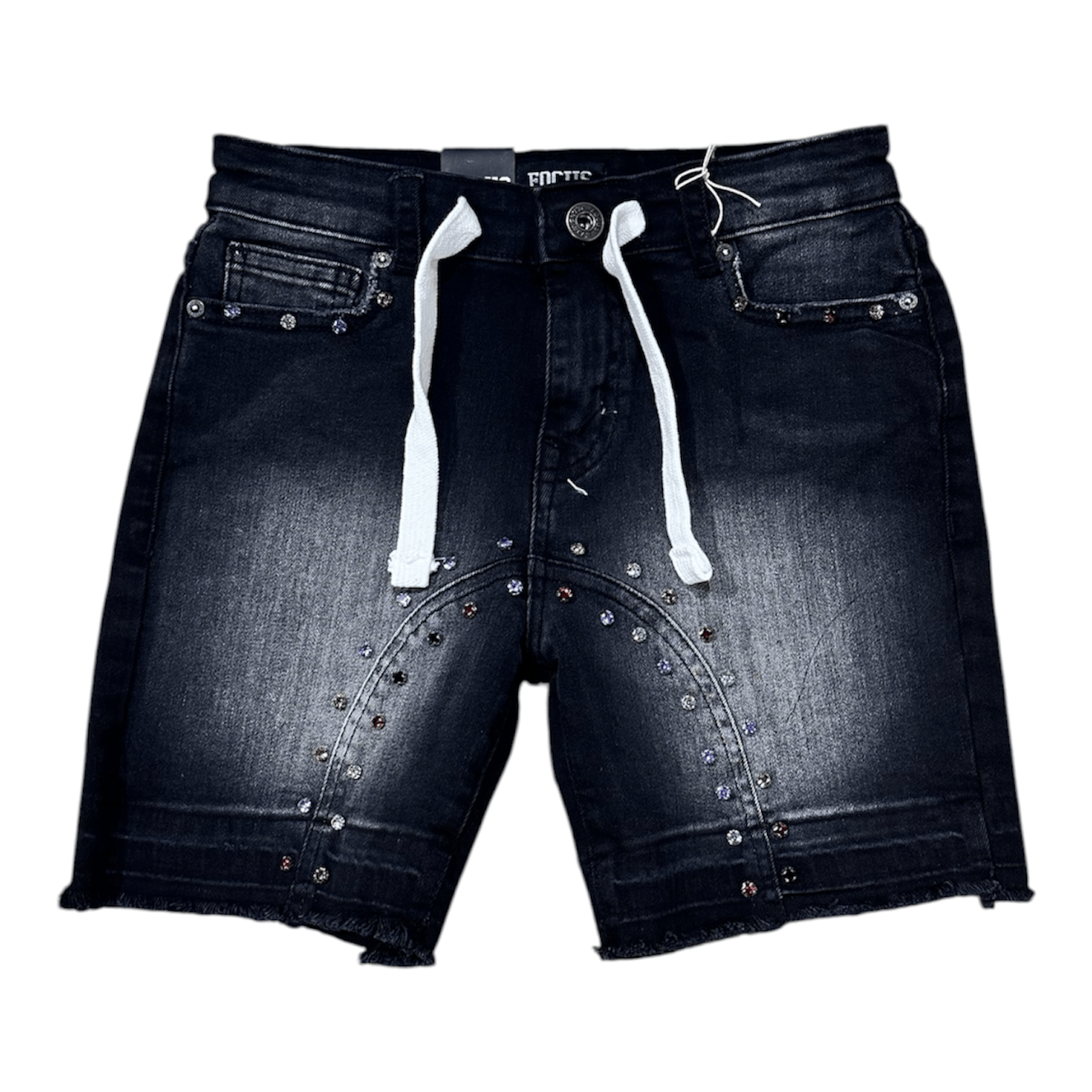 Boys Focus Multi Stone Shorts (Black Wash)