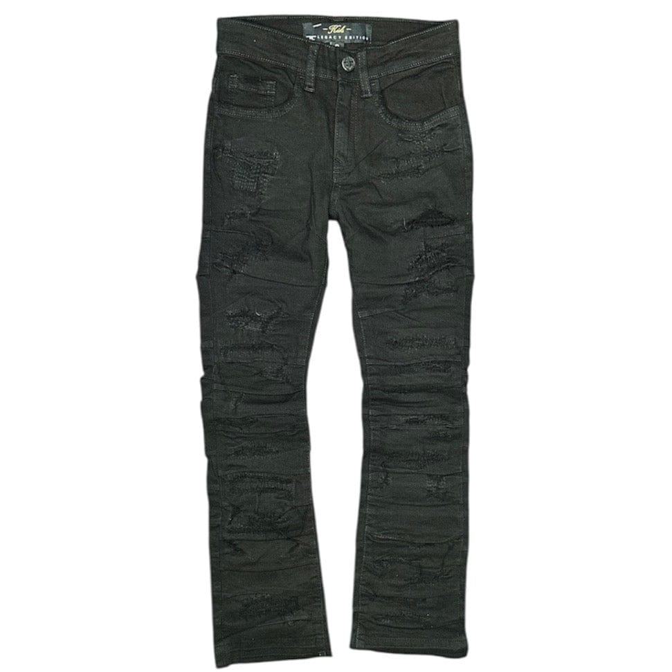 Kids Jordan Craig Stacked Ripple Effect Denim (Black) JTF1157AK