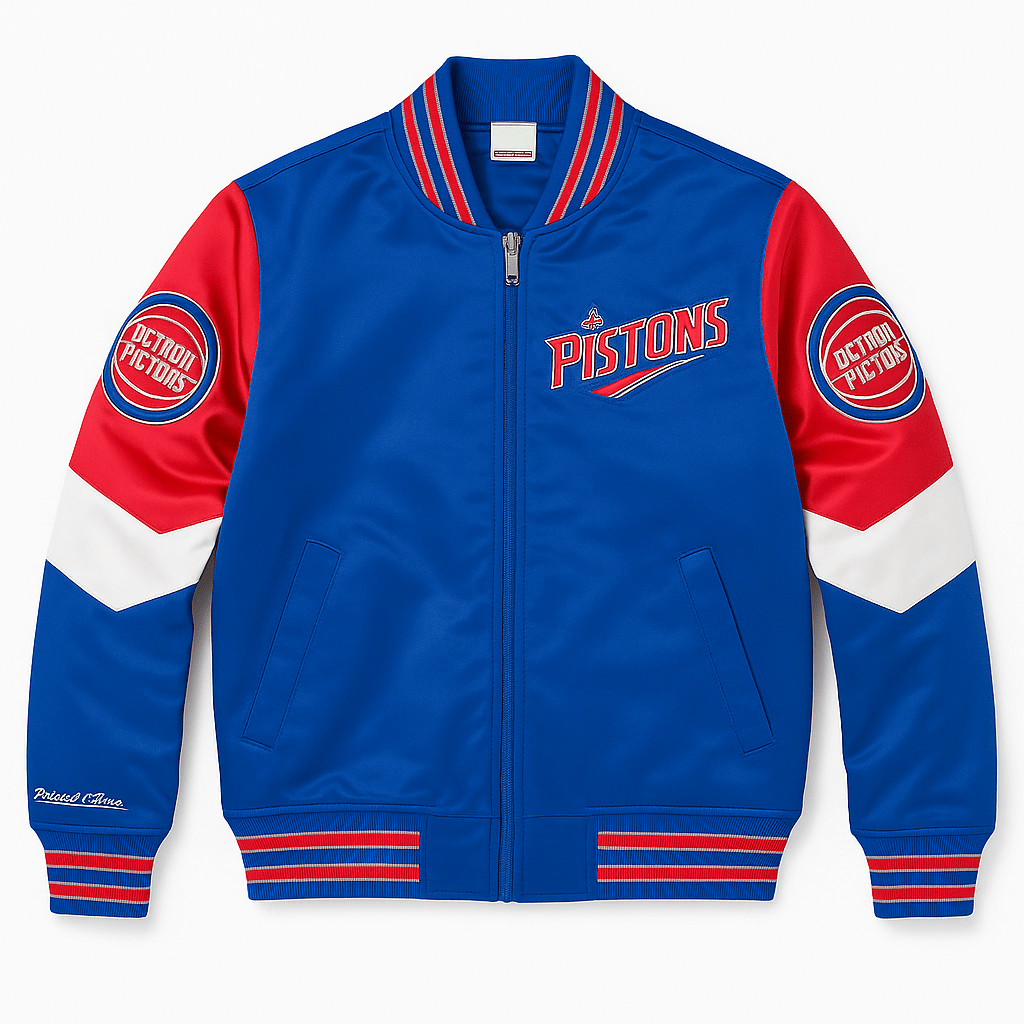 Mitchell & Ness Nba Detroit Pistons Throw It Back Heavyweight Jacket (Royal)