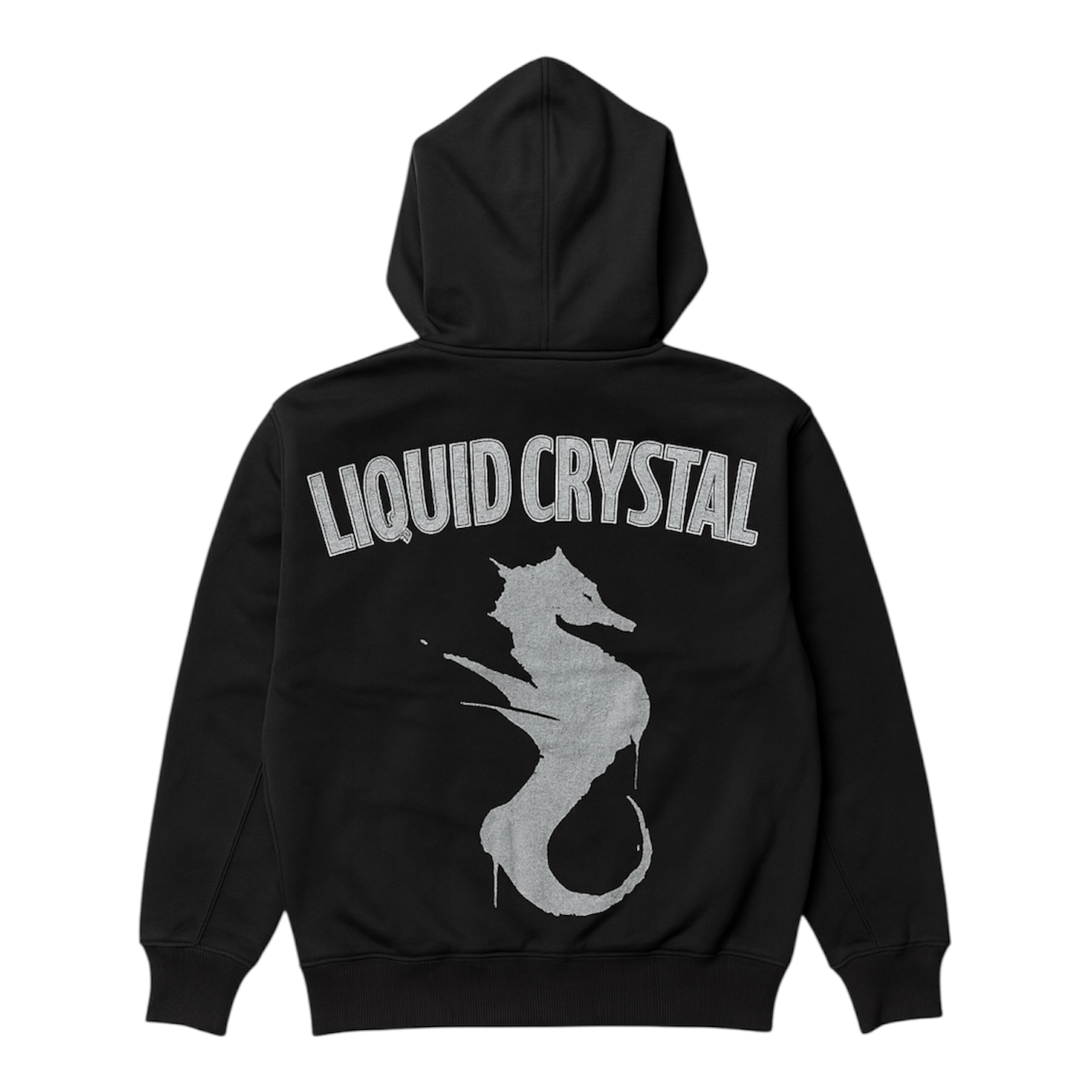 Liquid Crystals Zip Up Rhinestone Hoodie (Black) 8644H